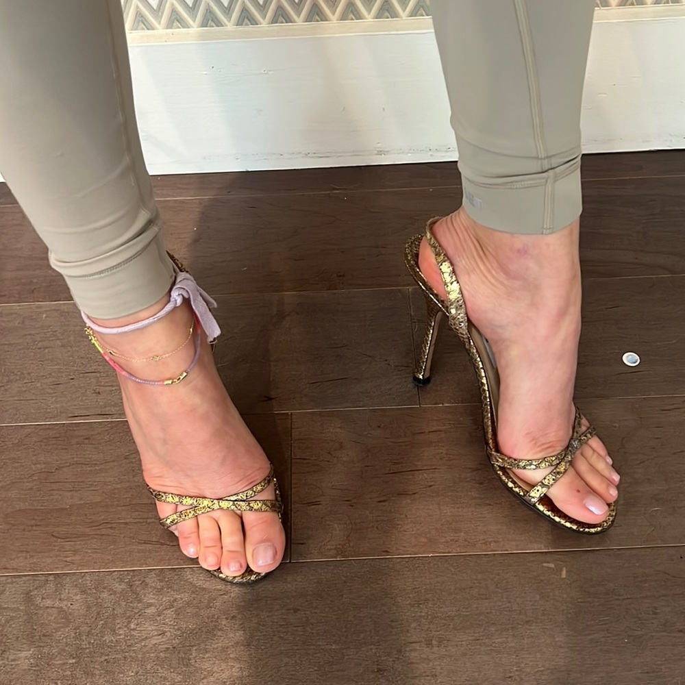 Jimmy Choo Gold/Black snakeskin sandals 39